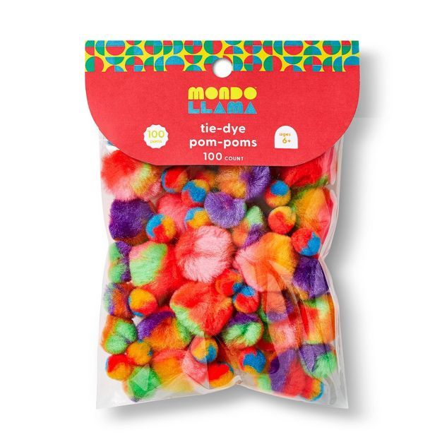 100ct Tie Dye Pom-Poms - Mondo Llama&#8482; | Target