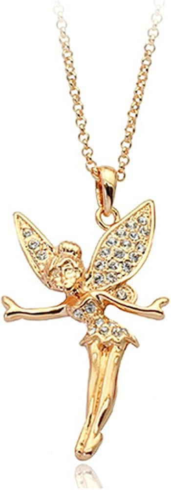 BLACKLILY Tinkerbell Necklace for Women – 14k Gold Plated Tinkerbell Fairy Wings Pendant with A... | Amazon (US)