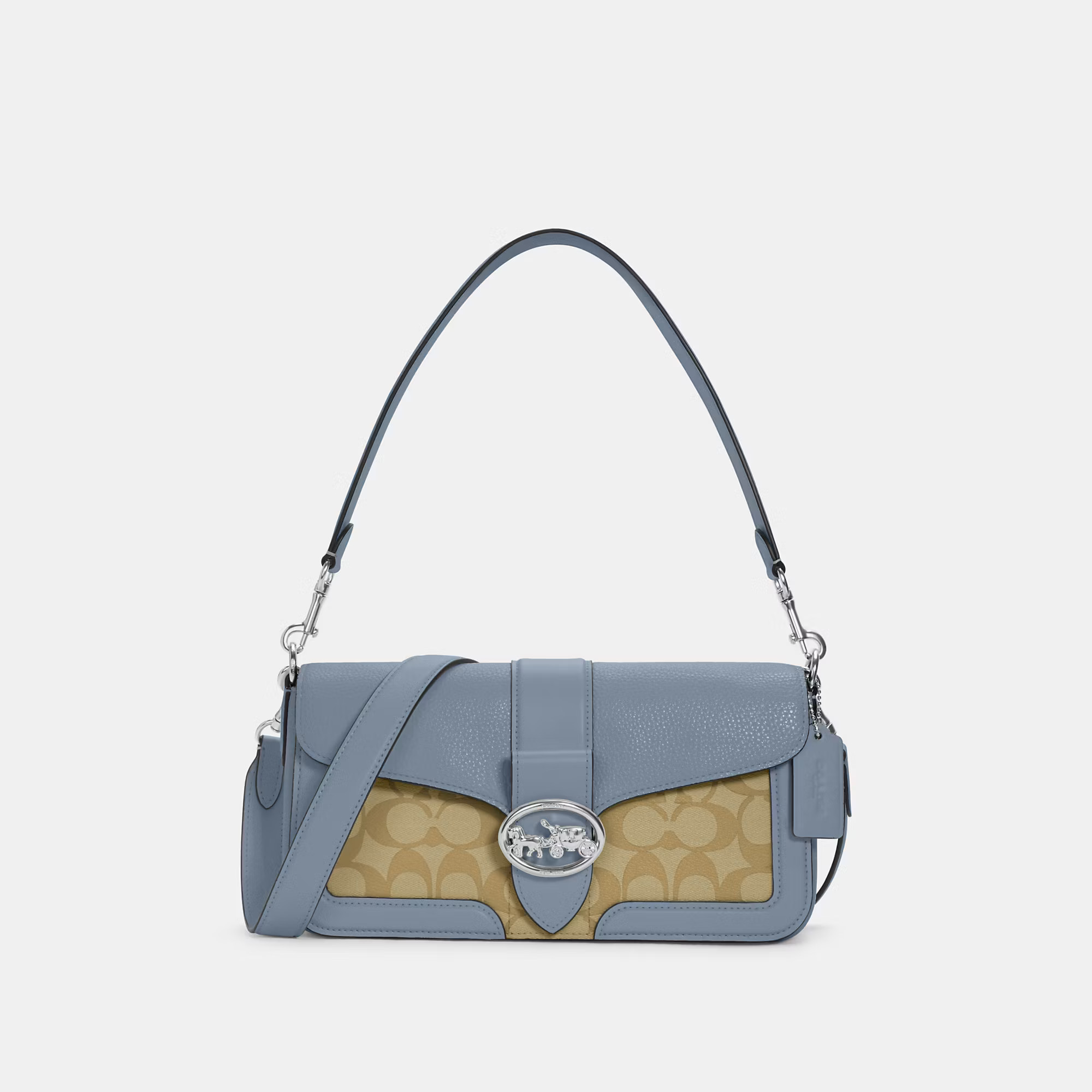 Coach Outlet Women's Georgie Shoulder Bag In Signature Canvas - Silver/light Khaki/marble Blue | Coach Outlet US