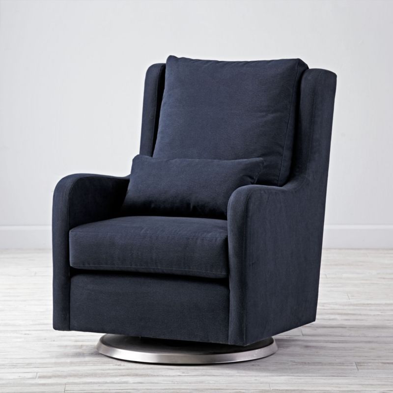 Milo Navy Blue Glider Chair + Reviews | Crate and Barrel | Crate & Barrel