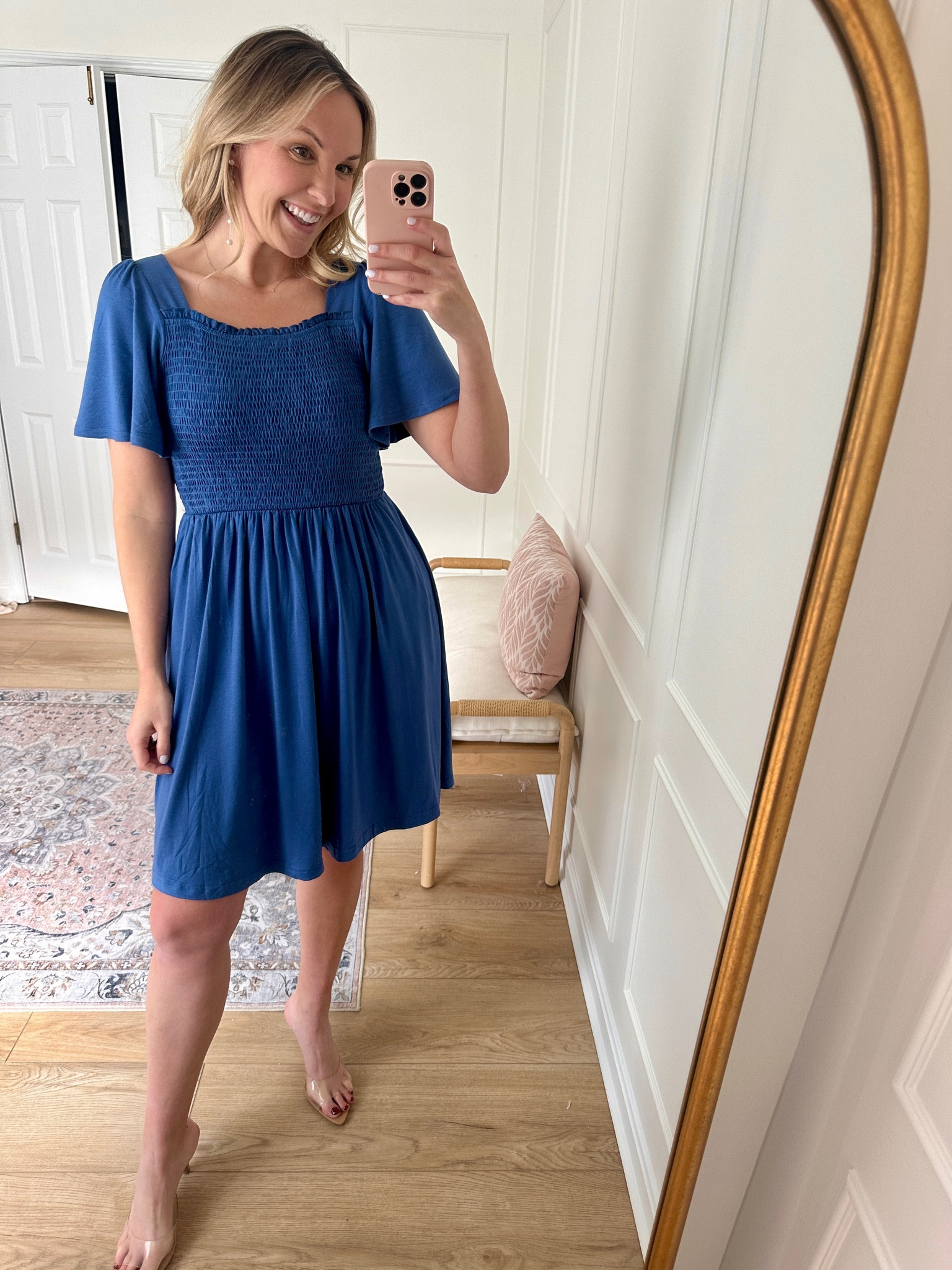 A soft and stretchy mini dress- very comfy - I’m wearing a med top

#LTKFindsUnder50 #LTKMidsize #LTKStyleTip