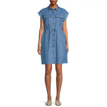 Time and Tru Women's  Short Sleeve Knit V-Neck Dress - Walmart.com | Walmart (US)