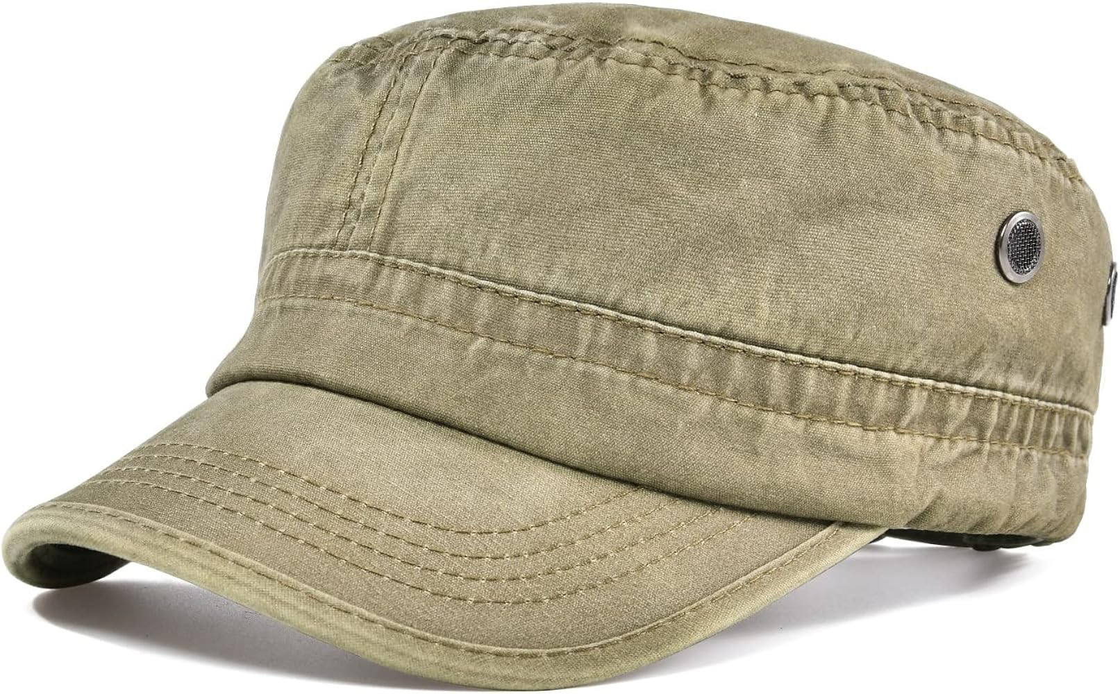 VOBOOM Washed Cotton Military Cadet Army Caps Unique Design Vintage Flat Top Hat | Amazon (US)