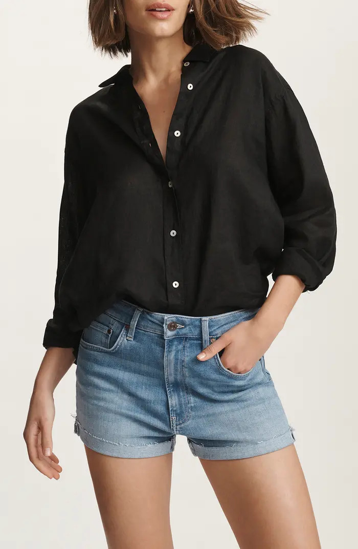 Oversize Linen Button-Up Shirt | Nordstrom