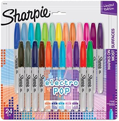 Sharpie 1927350 Electro Pop Permanent Markers, Fine Point, Assorted Colors, 24 Count | Amazon (US)