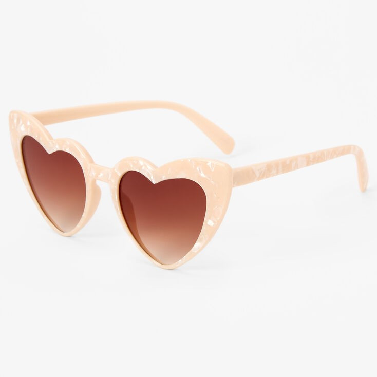 Heart Shaped Cat Eye Sunglasses - Pearlized Pink | Claire's (US)