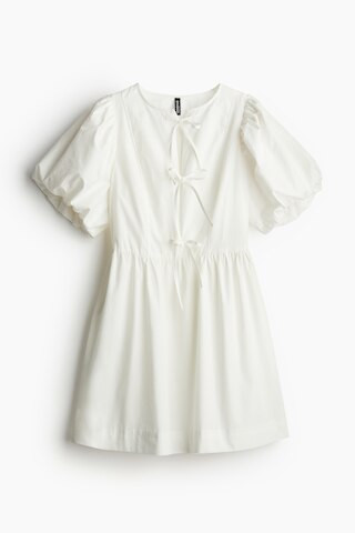 H & M - Tie-detail Puff-sleeved Dress - White | H&M (US + CA)