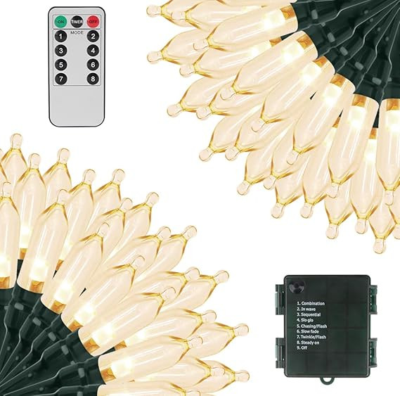 Christmas Lights 105ft 300 LED Battery String Lights with Timer Memory Function or Battery Powere... | Amazon (US)