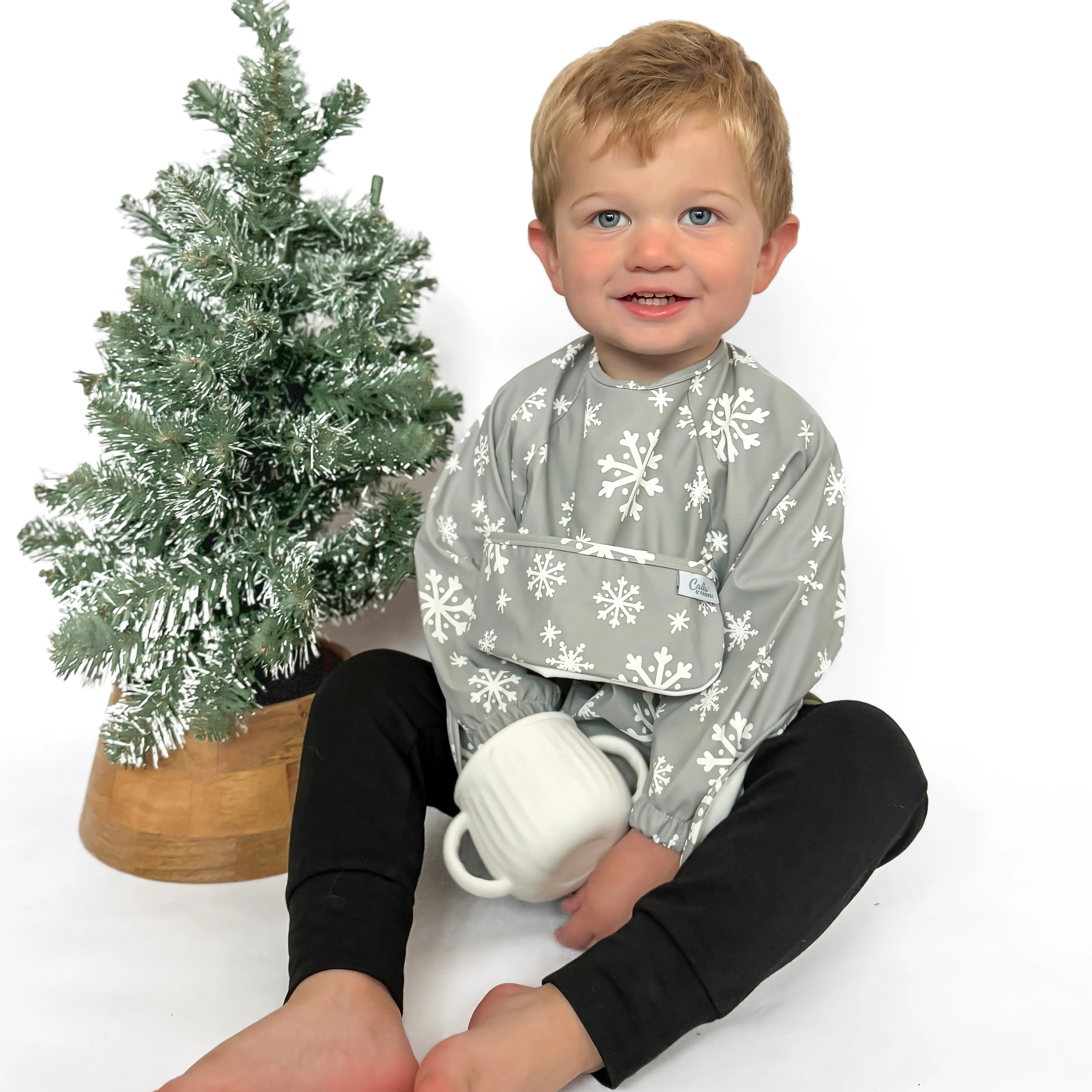 The Grayson Long Sleeve Bib - Limited Edition Snowflakes | Calla & Friends