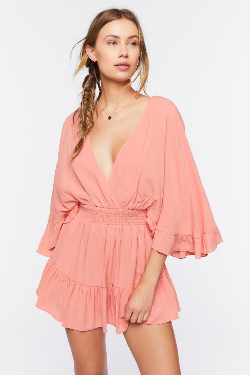 Plunging Ruffle-Trim Romper | Forever 21 | Forever 21 (US)