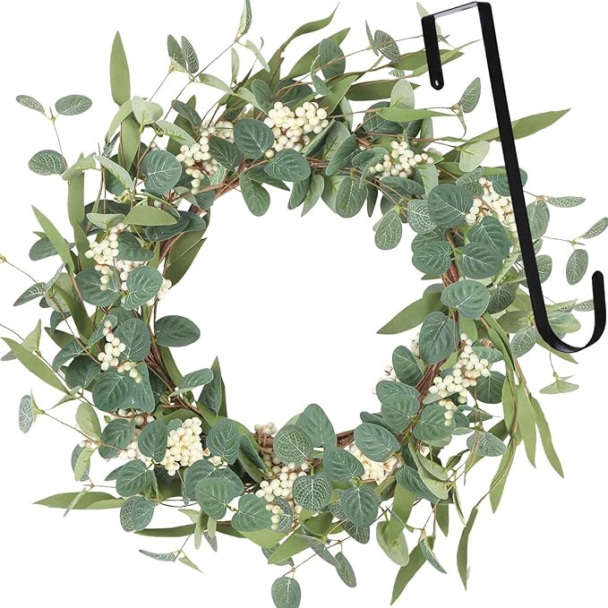 Starryle 20inch Eucalyptus Wreaths for Front Door Decor Spring Summer Wreath Artificial Eucalyptu... | Amazon (US)