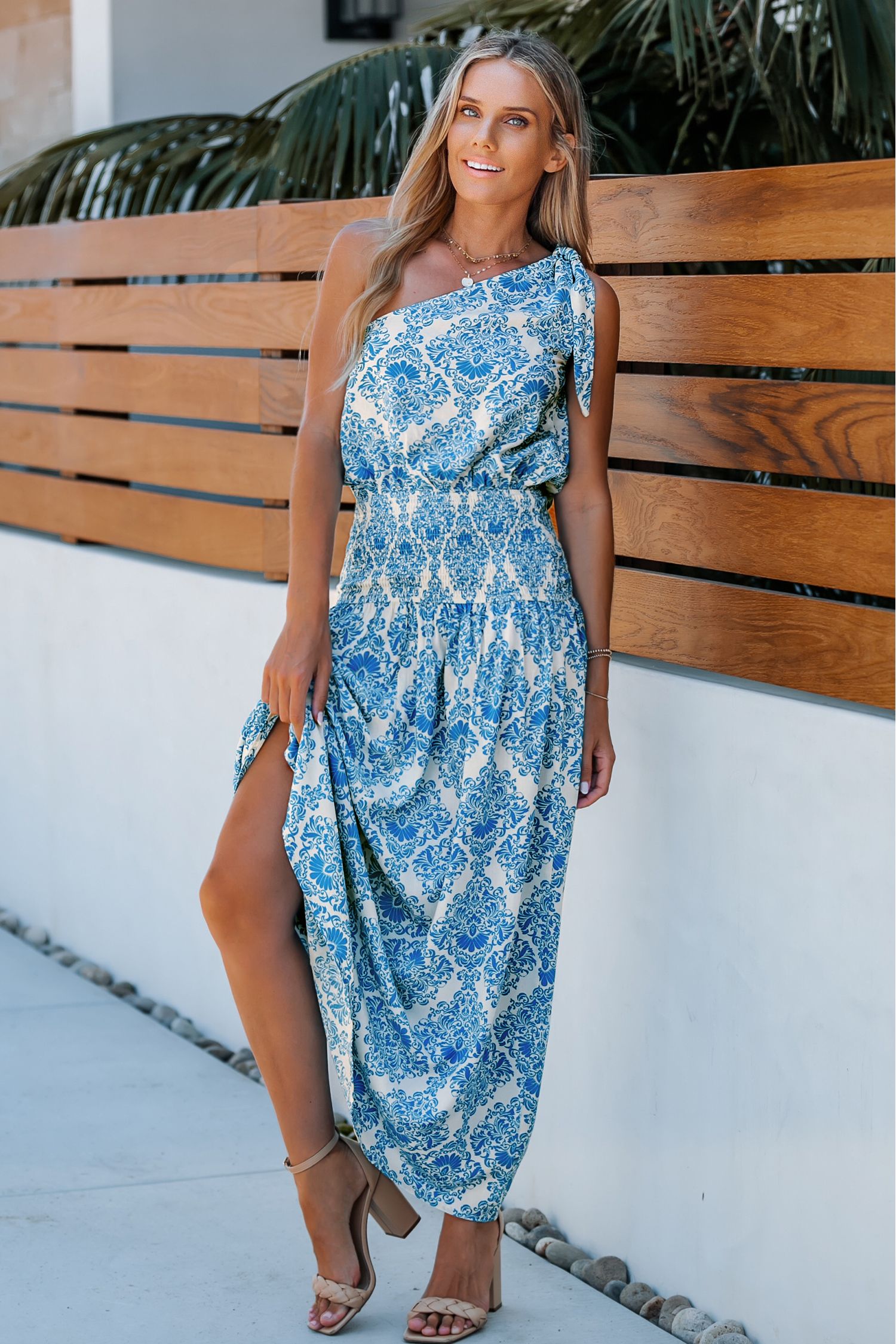 Ornate Print Smocked Maxi Dress | Cupshe US