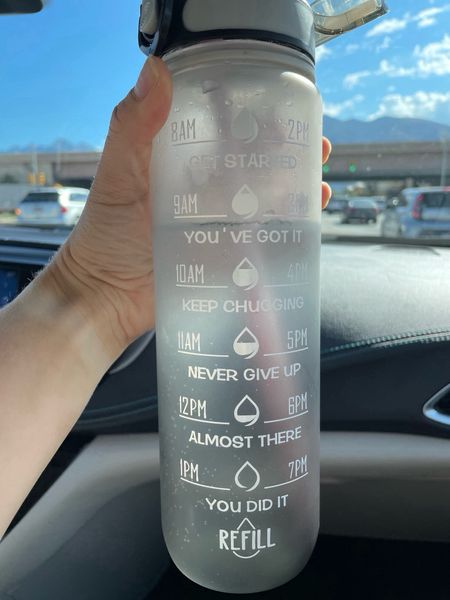 Need some motivation to drink more water 🙋🏻‍♀️ Check out this water bottle I found on Amazon with time markers and hydration encouragement!

On sale now 🎉

#workout #health #wellness #exercise #travel 

#LTKtravel #LTKfindsunder50 #LTKfamily