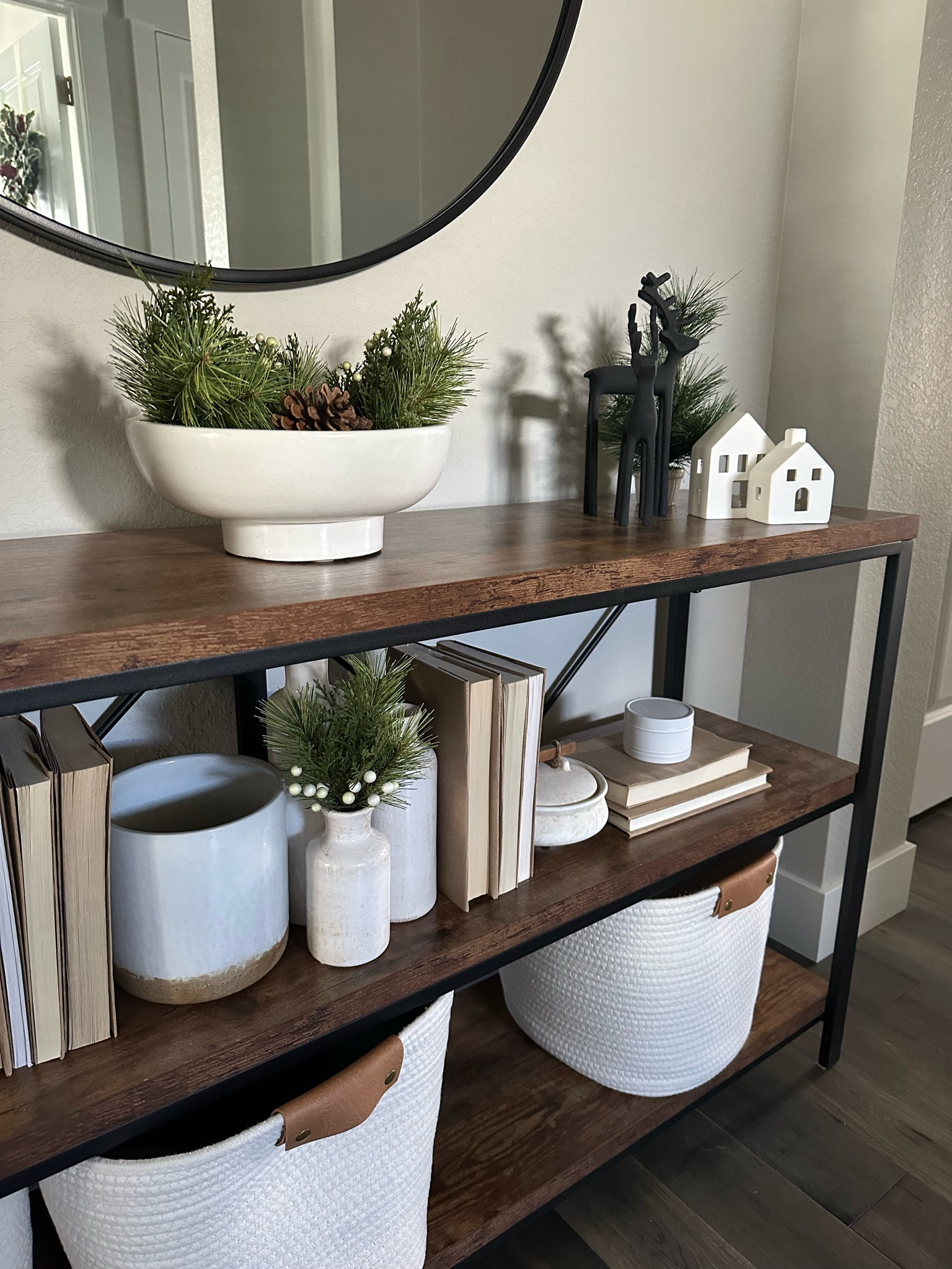 Winter entryway table with reindeer, a variety of stems and trees, and ceramic houses. 

Home decor, Christmas decor, Christmas entryway, entryway table, console table 

#LTKHoliday #LTKhome #LTKSeasonal