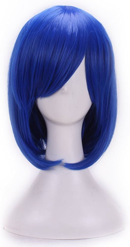 Short Straight Hair Wig 12 Inches Anime Cosplay Costume Party Wigs (Blue) | Amazon (US)