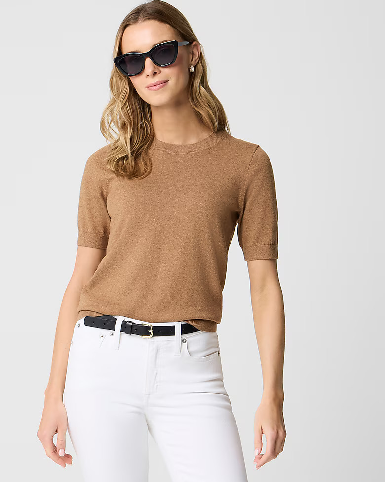 Short-sleeve cotton crewneck sweater | J.Crew Factory