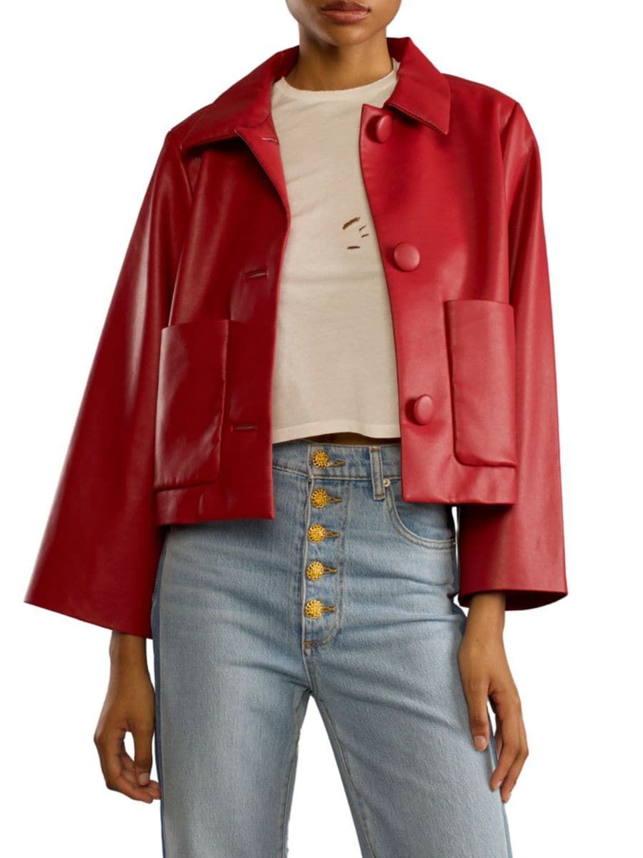 Cropped Faux Leather Jacket | Saks Fifth Avenue