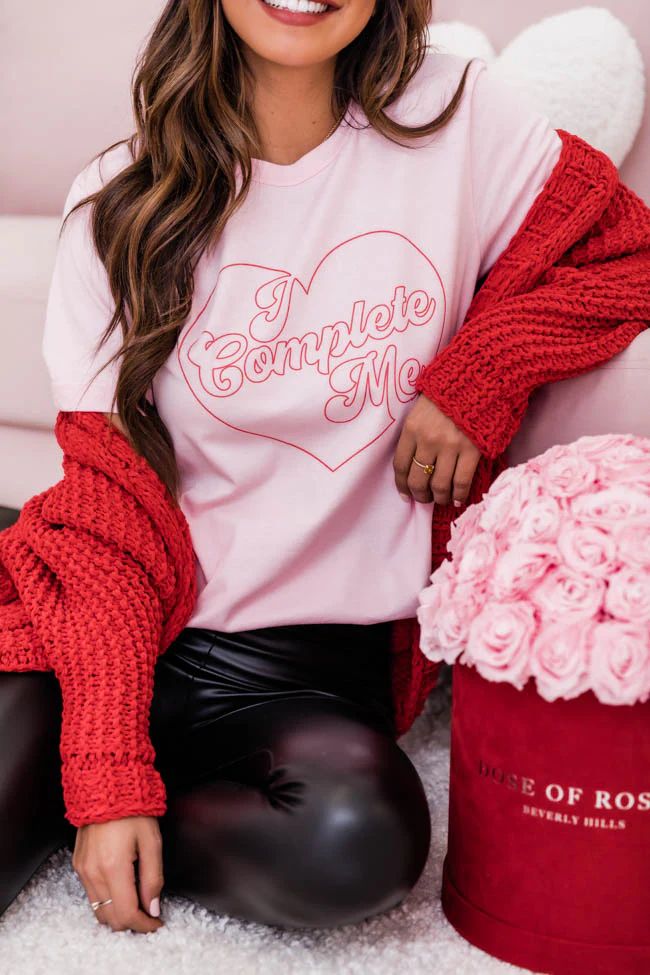 I Complete Me Graphic Pink Tee | The Pink Lily Boutique