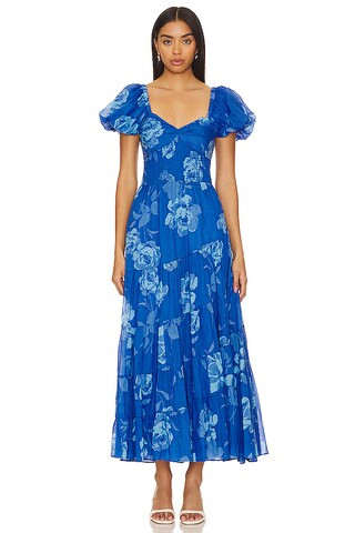 Free People Short Sleeve Sundrenched Maxi Dress In Sapphire Combo from Revolve.com | Revolve Clothing (Global)