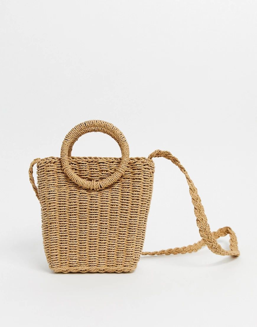 SVNX Straw Bag with Straw Ring Handle-Tan | ASOS (Global)