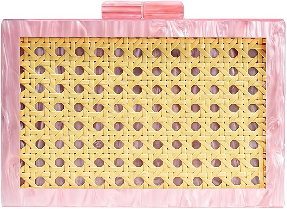 RomanticDesign Women Acrylic Handbag Rattan Woven Pattern Square Box Crossbody Handbag Shoulder B... | Amazon (US)