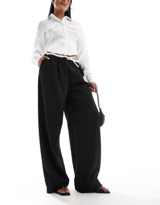 Extro & Vert drawstring tailored trousers in black and white | ASOS (Global)
