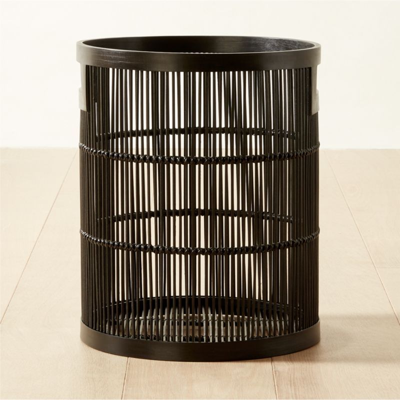 Ronan Modern Black Bamboo Decorative Storage Basket Small + Reviews | CB2 | CB2