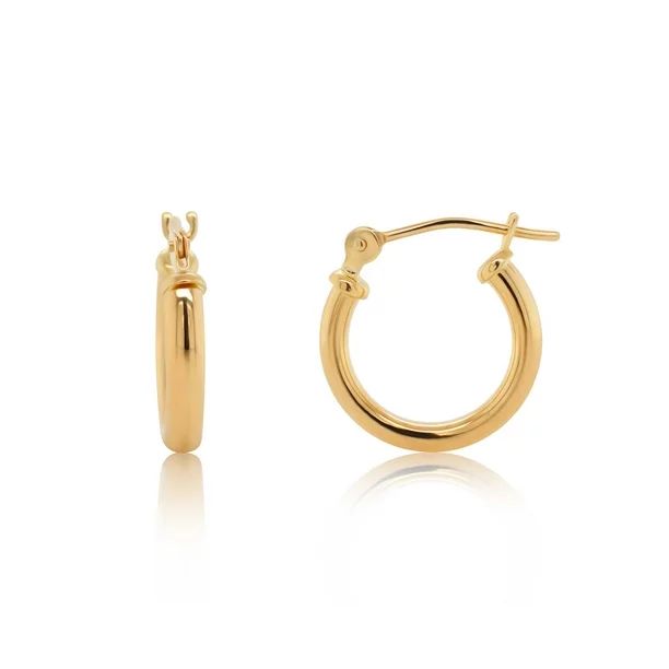 14K Yellow Gold Polished Small 2mm Hoop Earrings for Women - 12mm (0.45 Inch) Diameter | Walmart (US)
