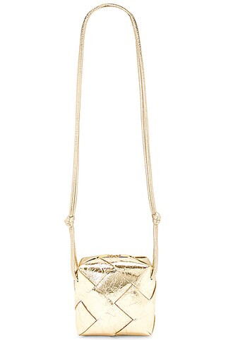 Bottega Veneta Mini Cassette Camera Bag in Supermoon & Gold | FWRD | FWRD 