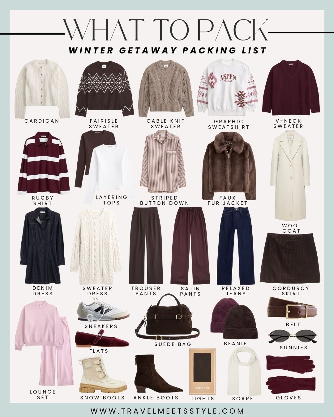 Sleigh the cold with this ultimate winter packing list for women ❄️ Head to travelmeetsstyle.com to read the full post + browse more winter outfit ideas for every adventure!  

#LTKTravel