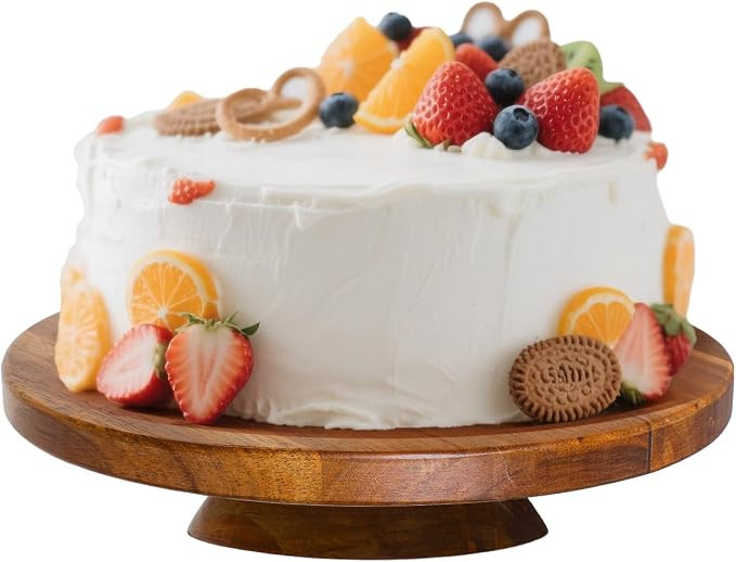 Wood Cake Stand, Acacia Cake Stand for Wedding Birthday, Wooden Serving Platter for Appetizers an... | Amazon (US)