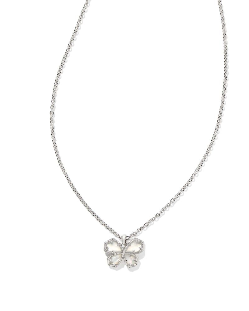 Mae Silver Butterfly Short Pendant Necklace in Ivory Mother-of-Pearl | Kendra Scott | Kendra Scott