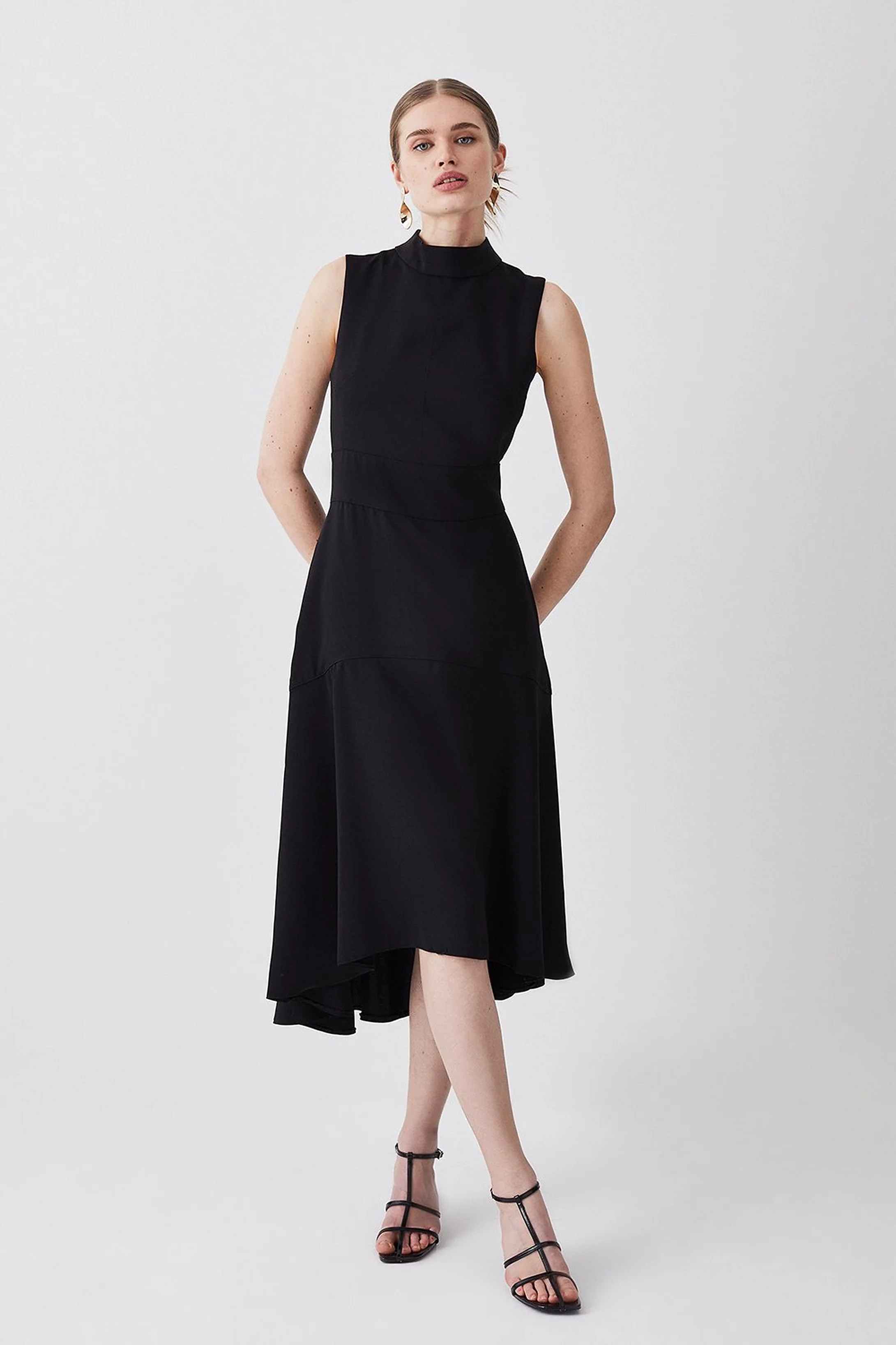Soft Tailored High Low Midi Dress | Karen Millen UK + IE + DE + NL
