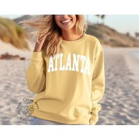 Comfort Colors® Minimalist Atlanta Sweatshirt, Fan Crewneck, Vintage Gift, College Student Gift, Retro | Etsy (US)