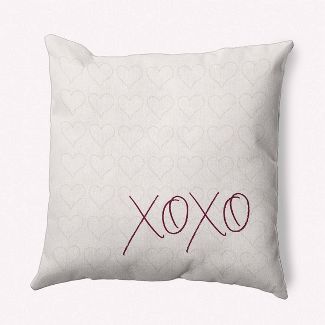 16"x16" 'XOXO' with Hearts Valentines Square Throw Pillow - e by design | Target
