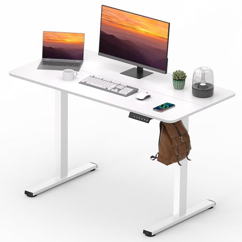 FitStand Adjustable Stand Up Desk Standing Desk, 47x24 Inches Home Office Desk with Memory Preset, Computer Workstation Sit Stand Desk Splice, White | Amazon (US)