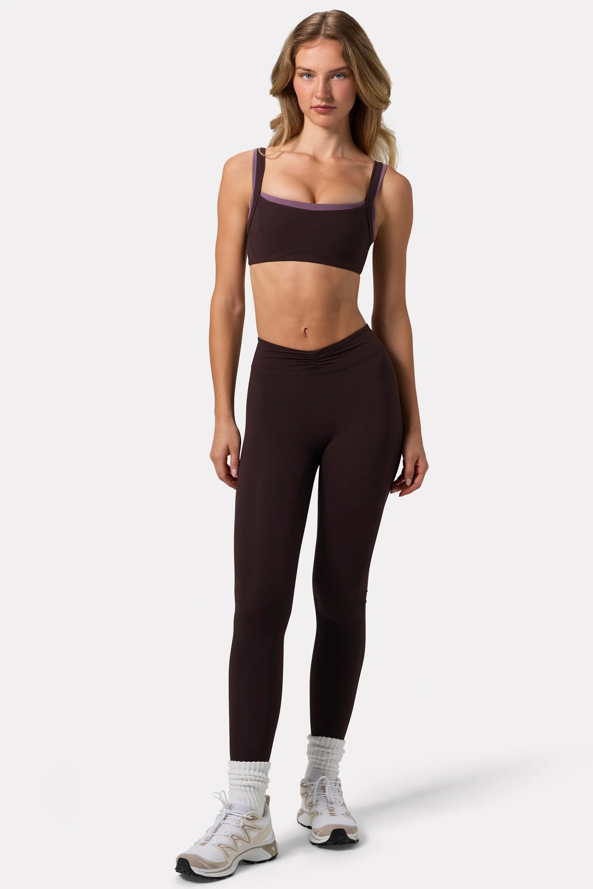 Soft Active Ruched Leggings in Espresso | Bo+Tee
