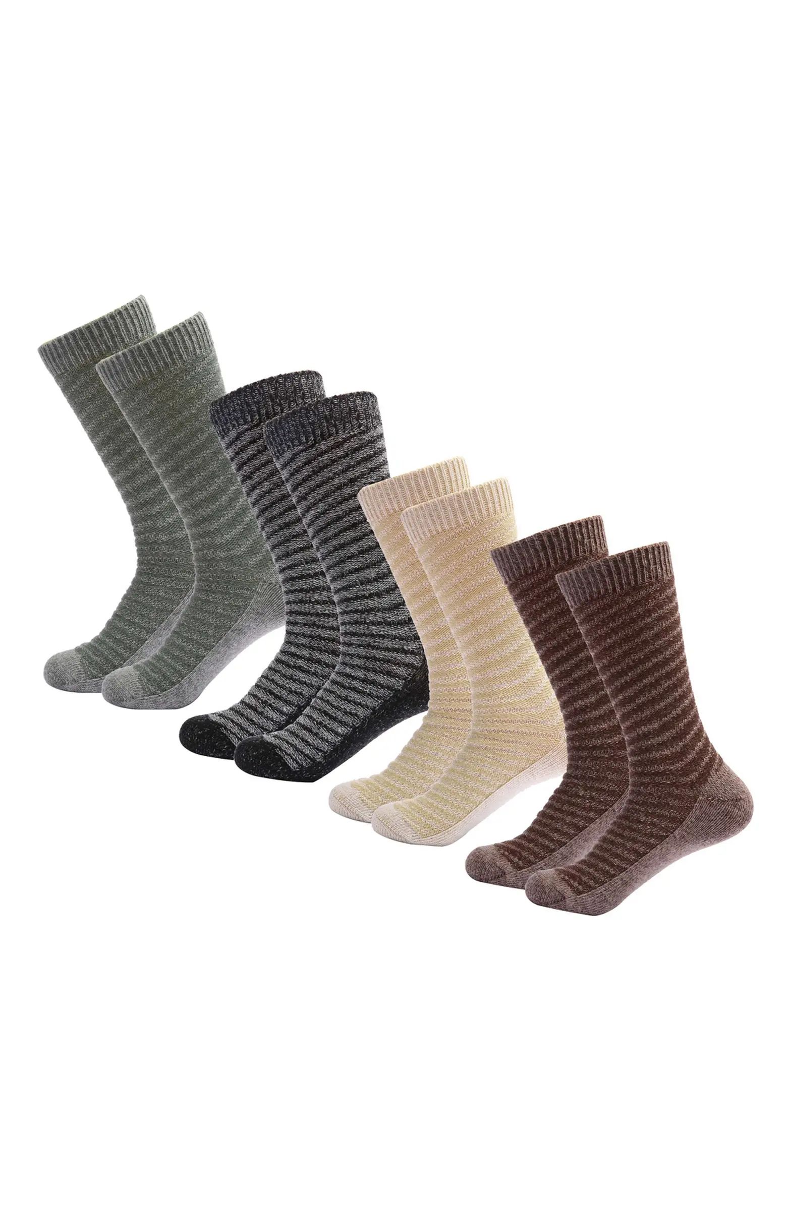 4-Pack Wool Blend Knit Crew Socks | Nordstrom