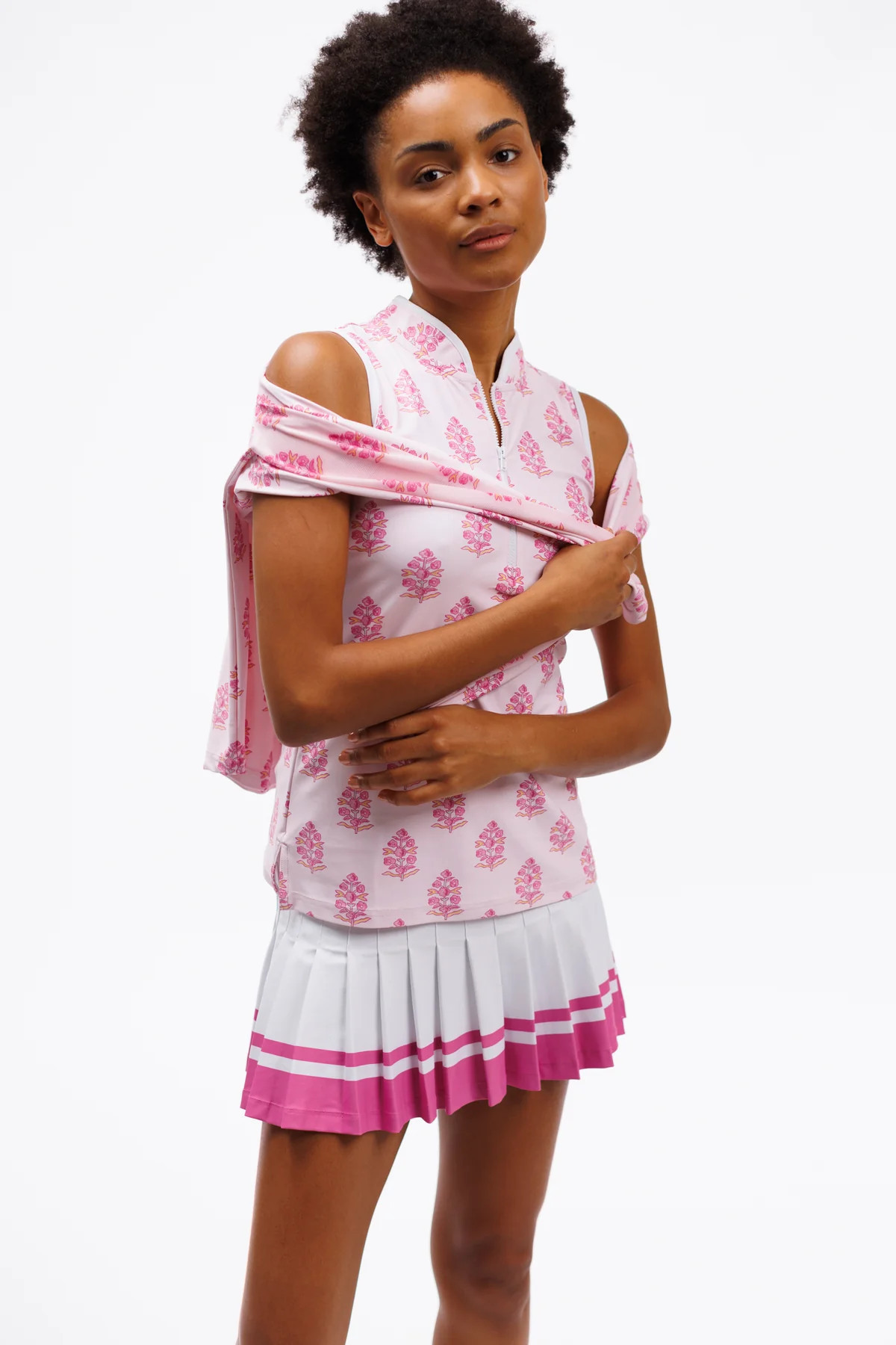 The Gwen Skort - White with Bright Pink | Smith and Quinn