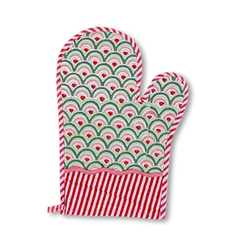 Furbish Frostine Oven Mitt - 100% Quilted Cotton Kitchen Mitten, Heat Resistant Oven Mitt with Loop for Cooking, Baking & BBQ, Handmade, Festive Blockprint, 12” x 7” | Amazon (US)