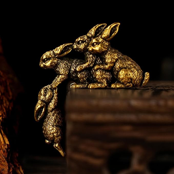 CHOVY Solid Brass Rabbit Figurine Set - Four Retro Rabbits 100% Pure Brass, Handmade Vintage Coll... | Amazon (US)