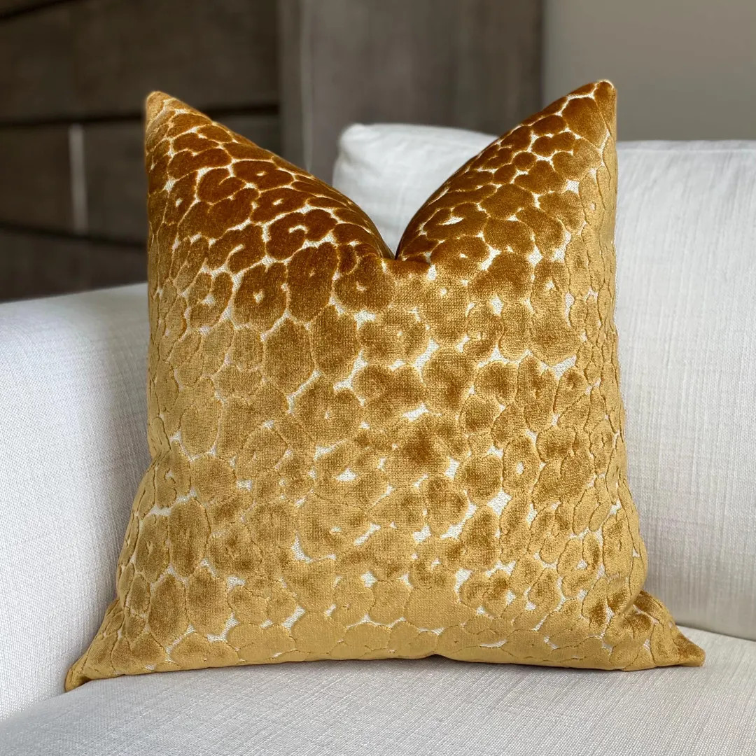 Amber Gold Leopard Print Throw Pillow Cover, Cover Only - Etsy | Etsy (US)