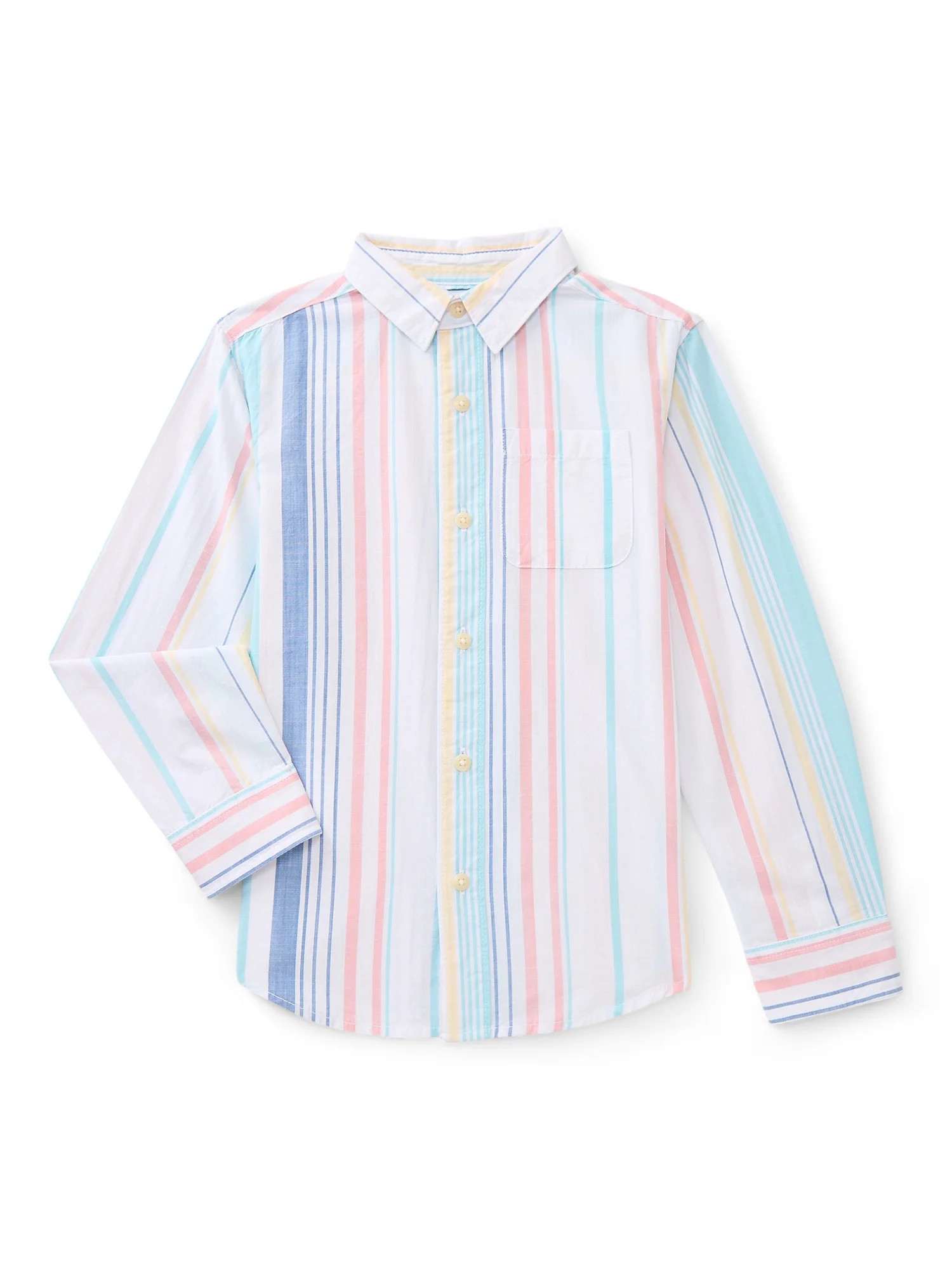 Wonder Nation Boys Long Sleeve Button Down Shirt, Sizes 4-18 & Husky | Walmart (US)