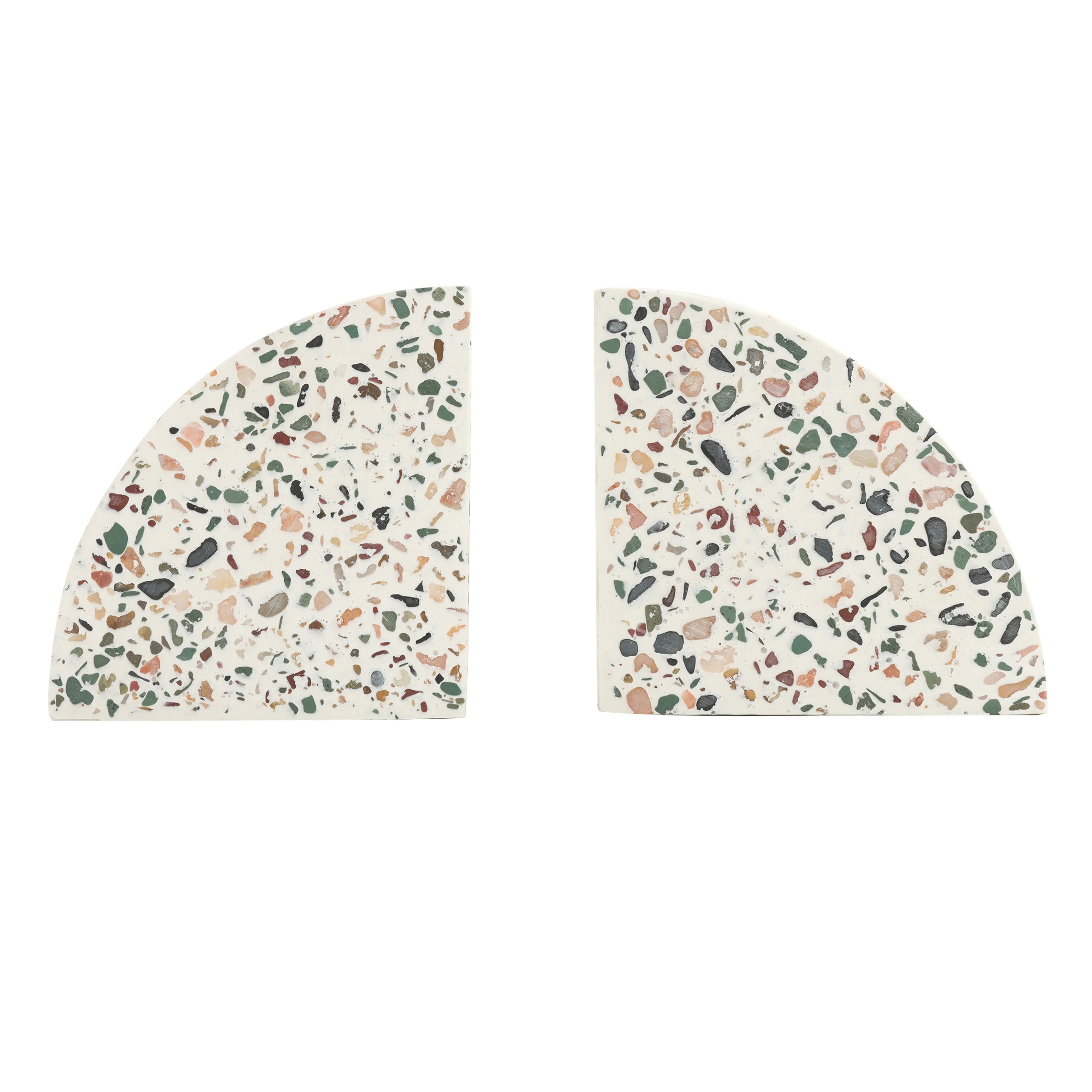 Genuine Cement Cast Terrazzo 4.3" 2 Pc Set Modern Design Tabletop Bookends | Walmart (US)