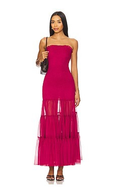Bardot Azura Strapless Maxi Dress in Pale Burgundy from Revolve.com | Revolve Clothing (Global)