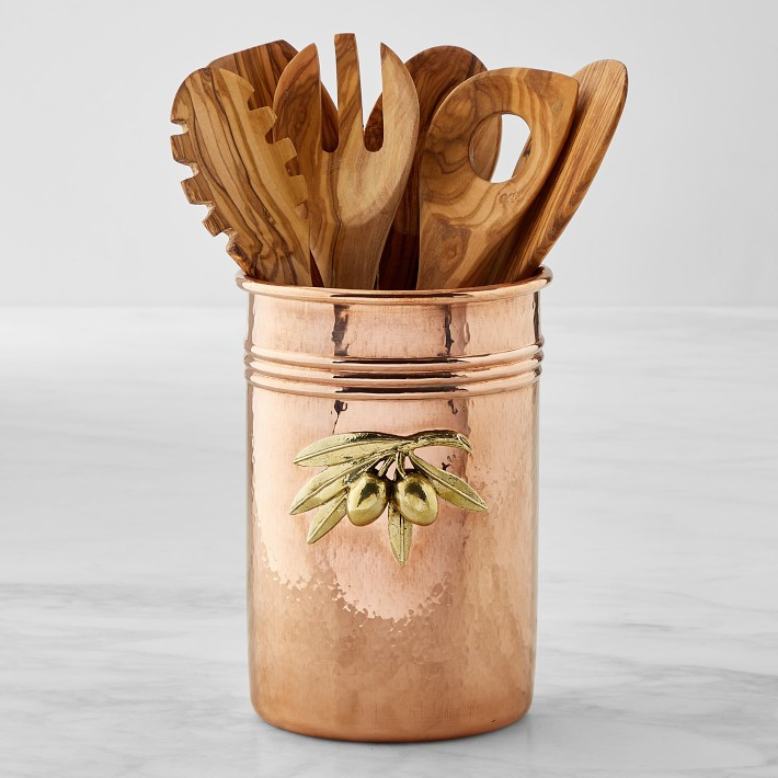 Ruffoni Olivewood Utensils with Utensil Holder, Set of 6 | Williams-Sonoma