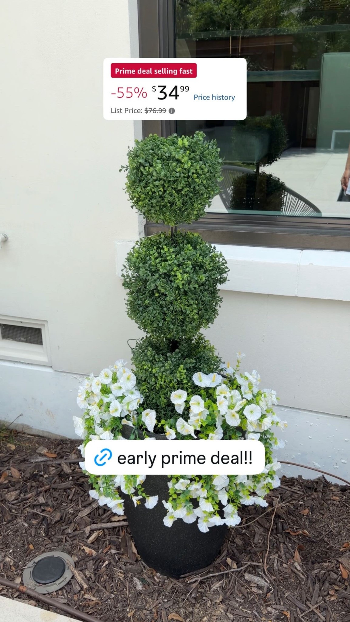 I have been eyeing faux outdoor topiaries forever and this early Prime Day deal finally made it a no-brainer — 55% off and down to $34.99 from $76.99. This artificial spiral boxwood topiary tree is such an easy way to add instant curb appeal or patio greenery without any maintenance, and it looks incredibly realistic in person. If you’ve been wanting to upgrade your outdoor space with faux greenery for summer, this Amazon home and garden Prime Day deal is one worth grabbing fast.

#LTKSaleAlert #LTKHome