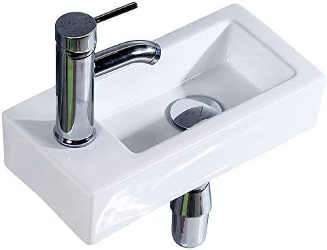 Gimify Bathroom Corner Sink, Mini Wall Mount Sink Toilet Vessel Sink Ceramic White for Small Bathroo | Amazon (US)