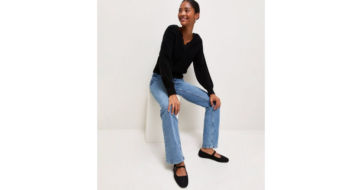 Women's Black Faux Suede Mary Jane Ballet Flats Vegan New Look | New Look (UK)
