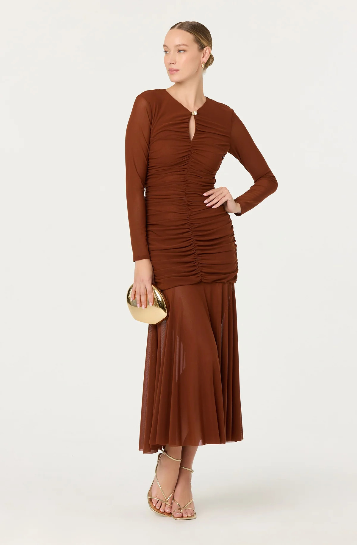 Yasmine Ruched Long Sleeve Dress | ASTR The Label (US)